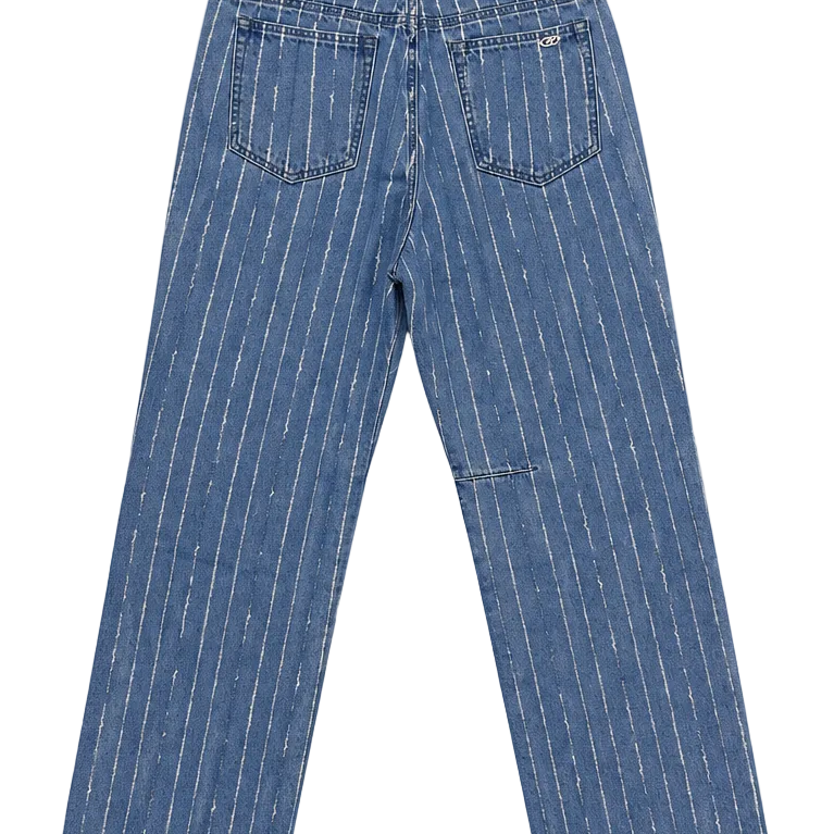 Pinstripe Baggy Denim FW26 - Mid Blue
