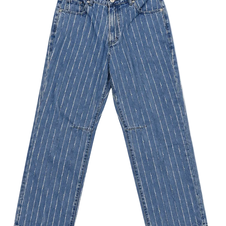 Pinstripe Baggy Denim FW26 - Mid Blue