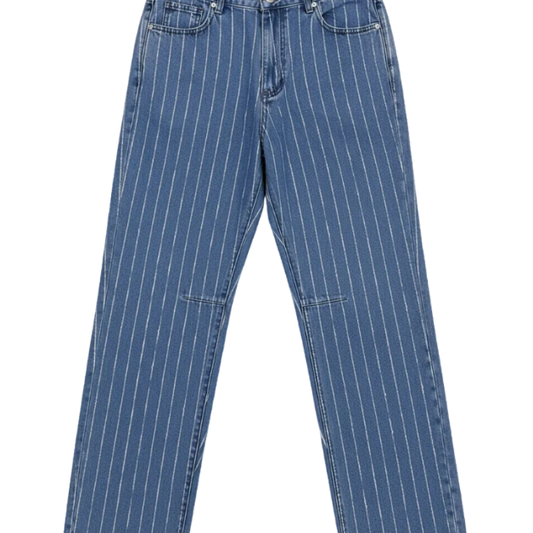 Pinstripe Baggy Denim FW26 - Mid Blue