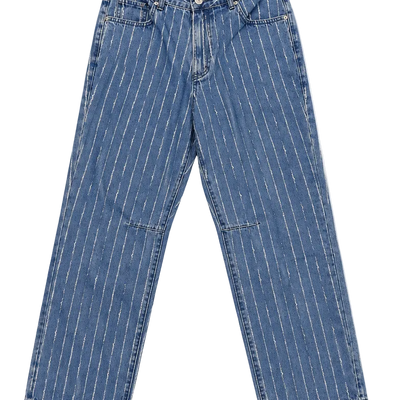 Pinstripe Baggy Denim FW26 - Mid Blue
