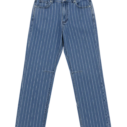 Pinstripe Baggy Denim FW26 - Mid Blue