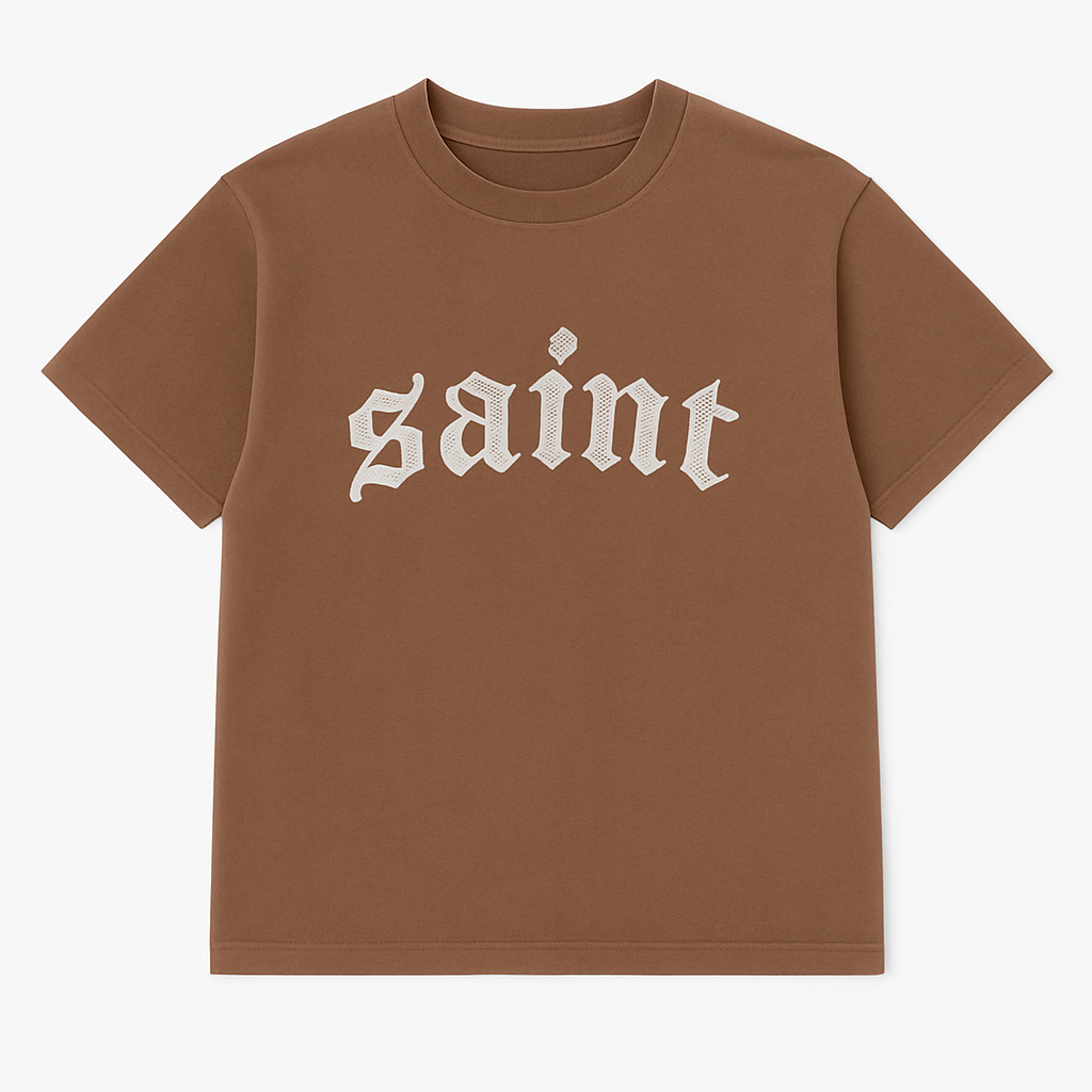 T-shirt brodé « Saint » rouille