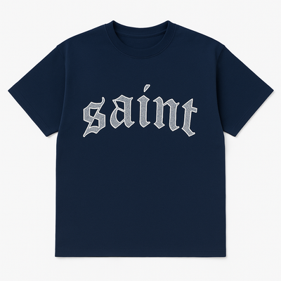Navy “Saint” White Stitched Tee