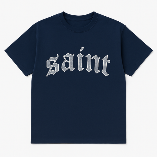 Navy “Saint” White Stitched Tee