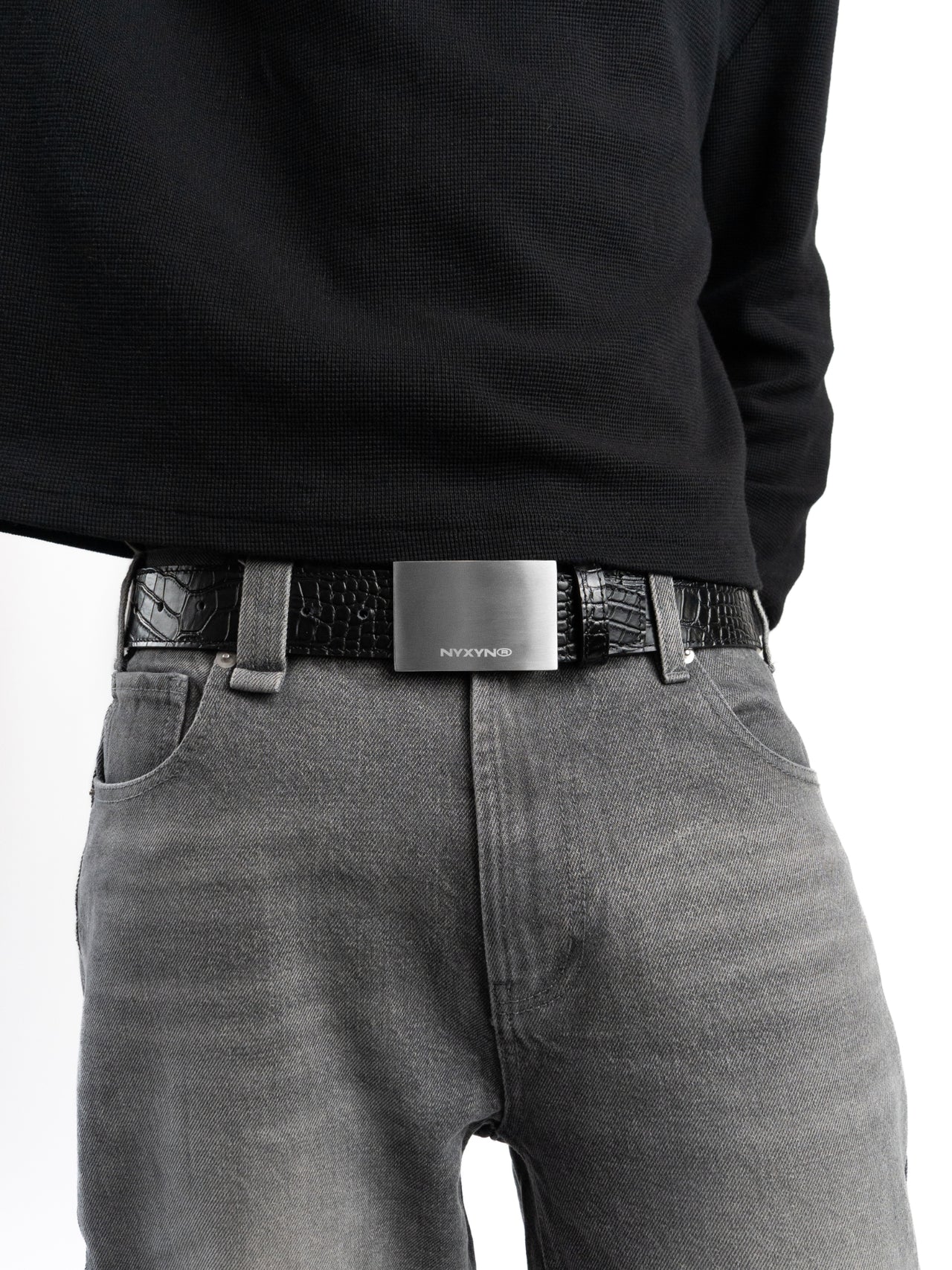 NYXYN - CROCODILE STEEL BELT - BLACK
