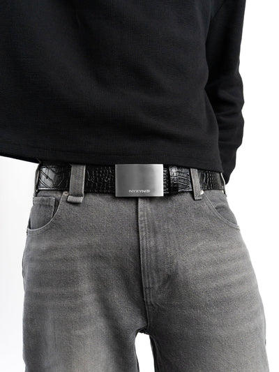 NYXYN - CROCODILE STEEL BELT - BLACK