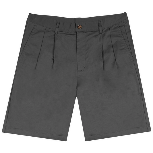 Frosted-Double Pleated Shorts Dark Olive
