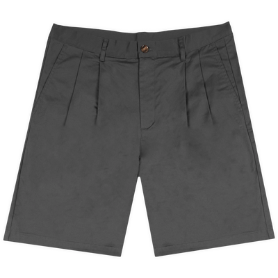 Frosted-Double Pleated Shorts Dark Olive