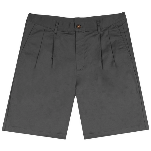 Frosted-Double Pleated Shorts Dark Olive