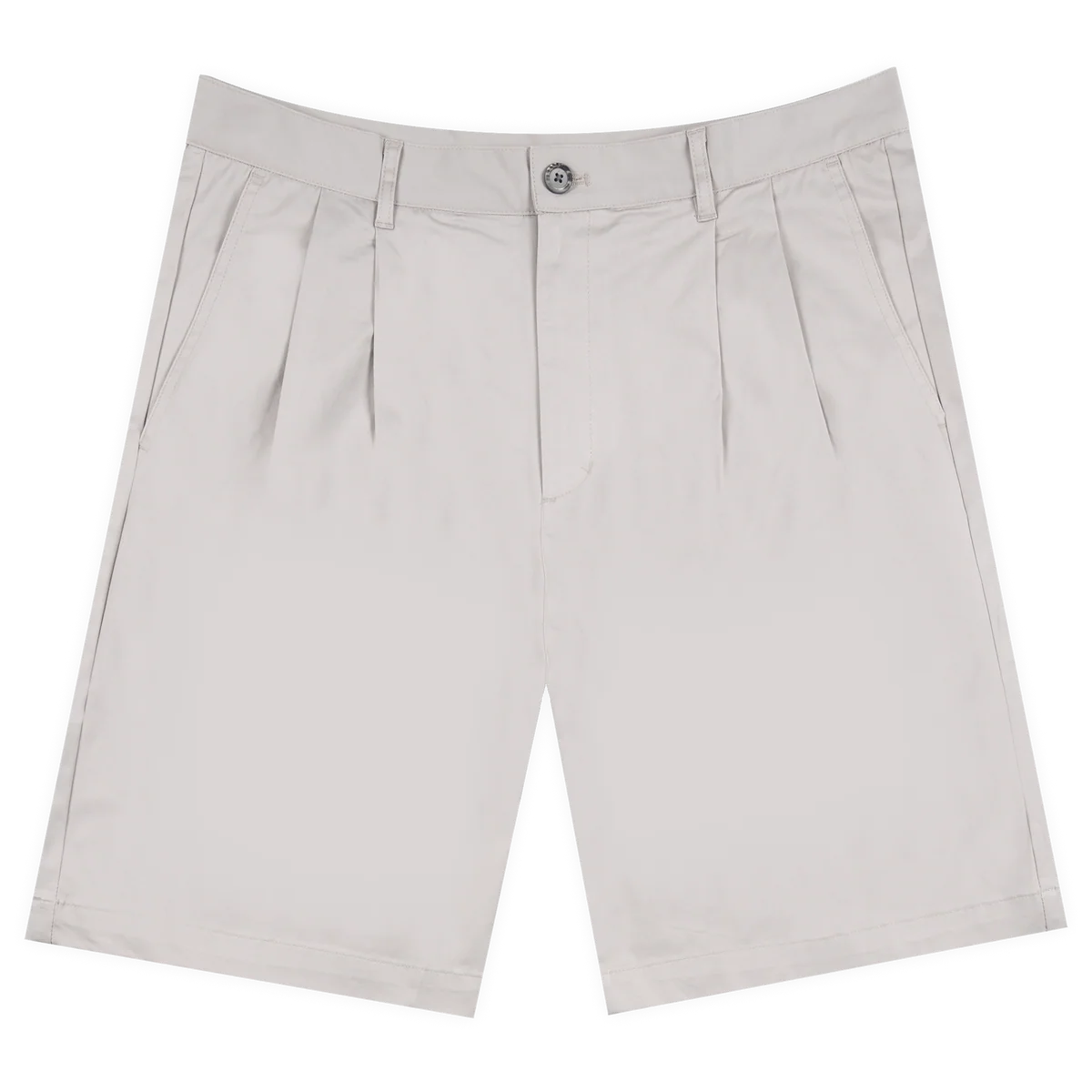 Frosted-Double Pleated Shorts Light Grey