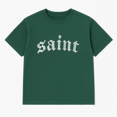 T-shirt vert brodé « Saint »