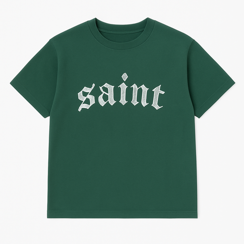 Green “Saint” Stitched Tee