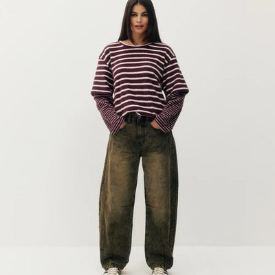 After Practice Longsleeve - Winter Fig Stripes
