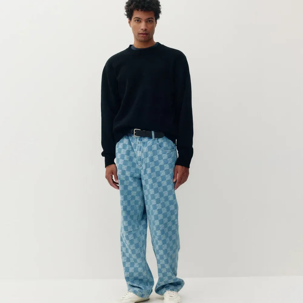 Checkered Baggy Denim FW26 - Light- BLue