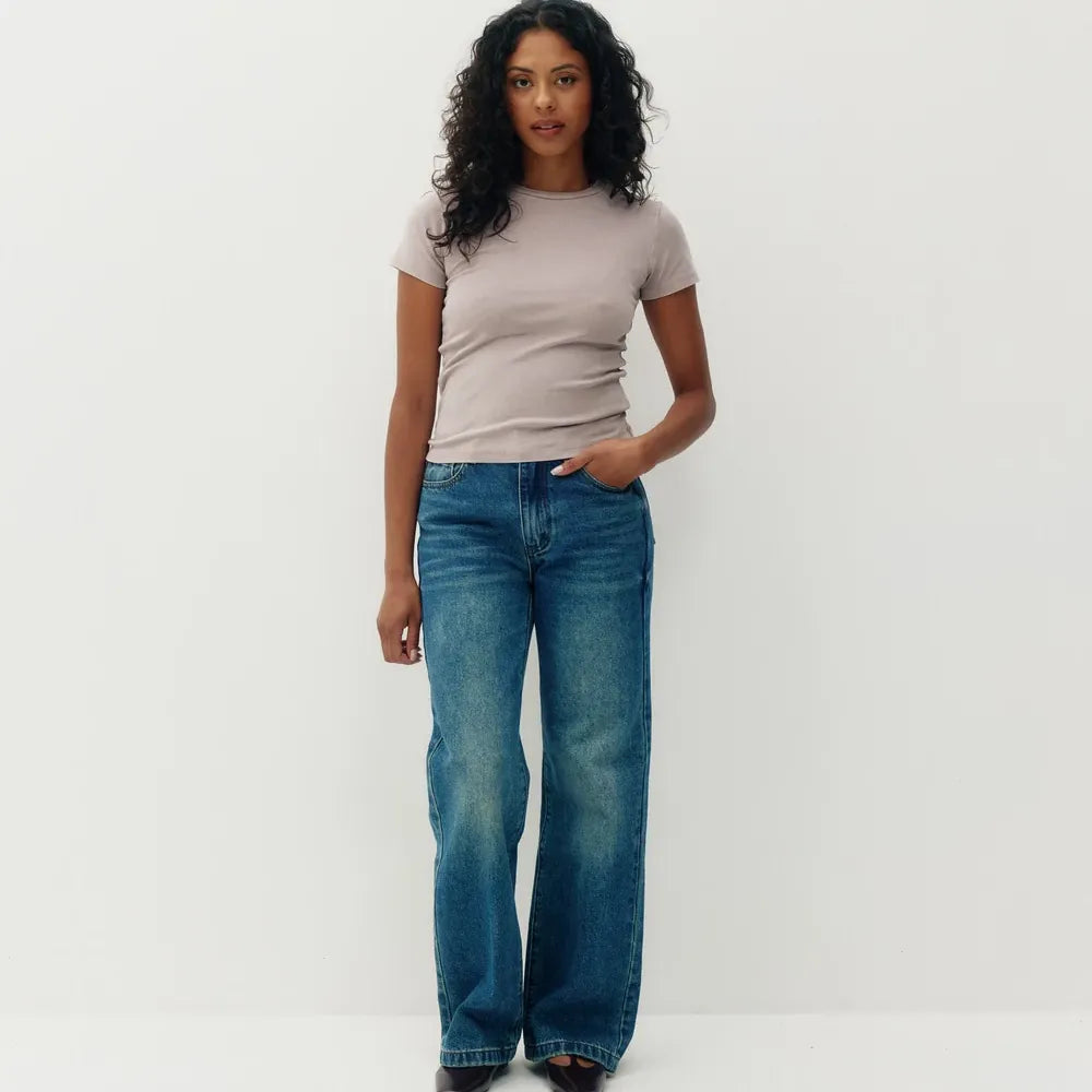 Micro Rib Tee - Milk Tea Beige