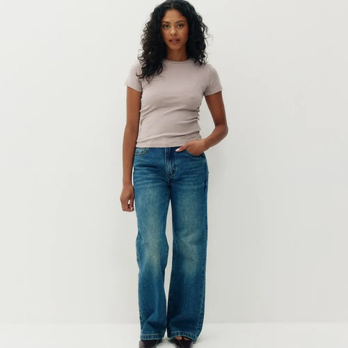 Micro Rib Tee - Milk Tea Beige