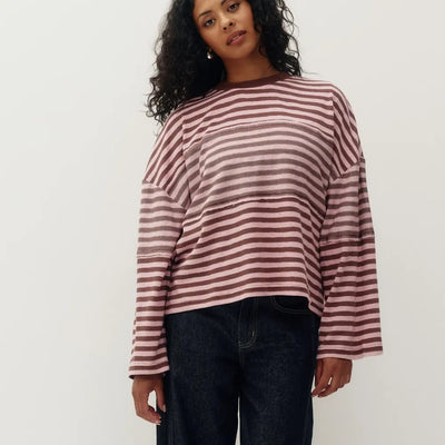 Morning Stripe Jersey - Cocoa/Pink