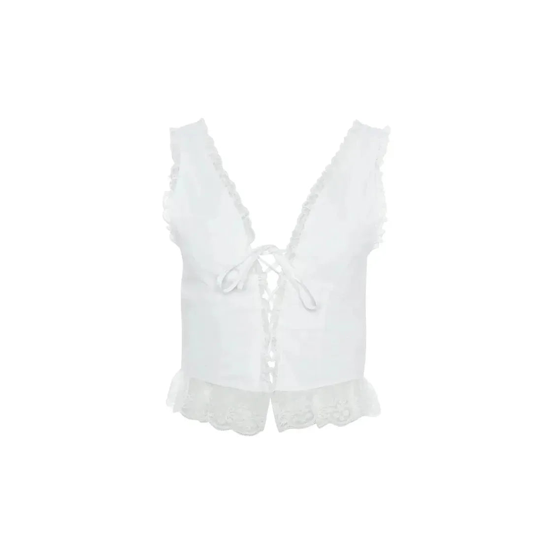 Haut Corset en Cotton & Dentelle Blanc