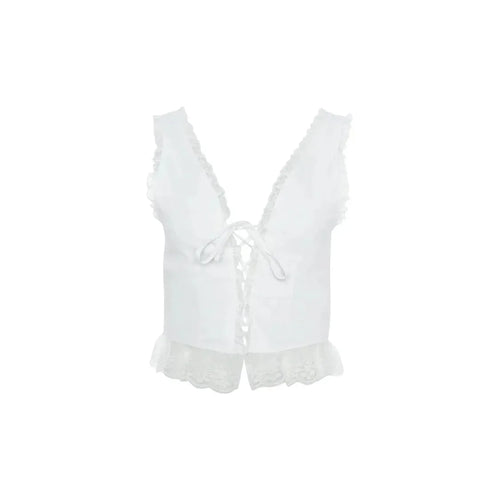 Haut Corset en Cotton & Dentelle Blanc