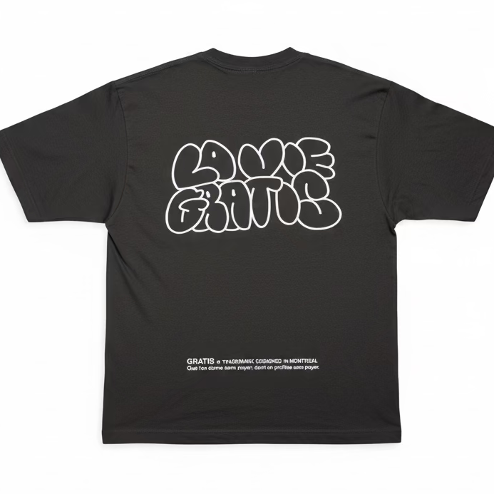 Gratis “LA VIE GRATIS” dark grey Tee