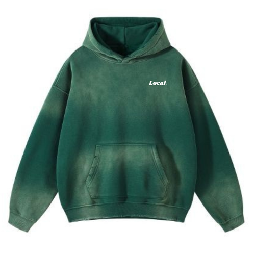 Sweat à capuche vert dégradé soleil local