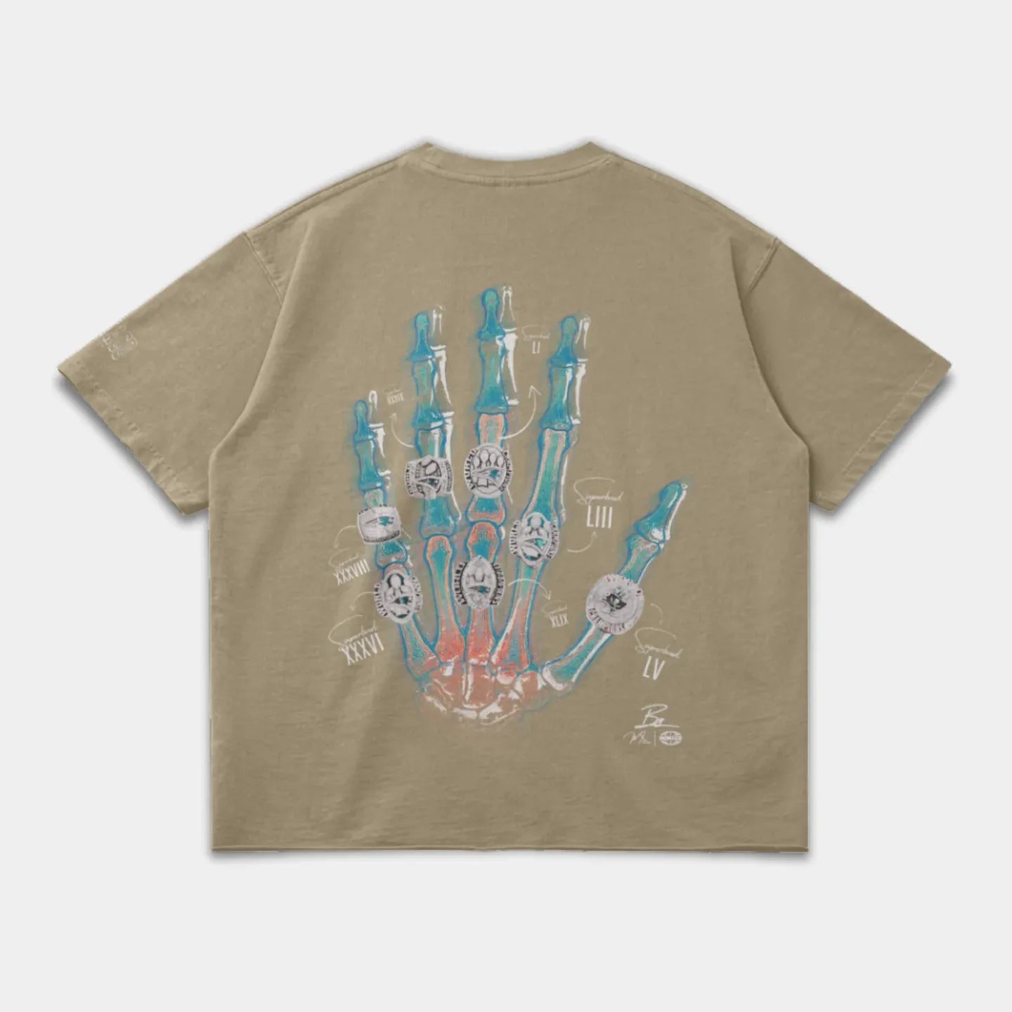 T-shirt mains T. BRADY XRAY - Kaki