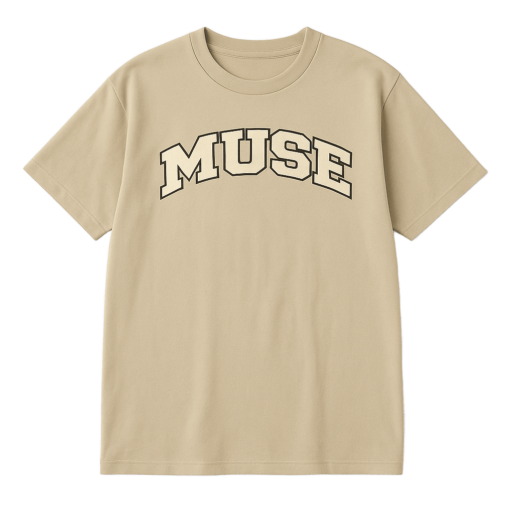 Muse Tee OG Patch tan logo cream black