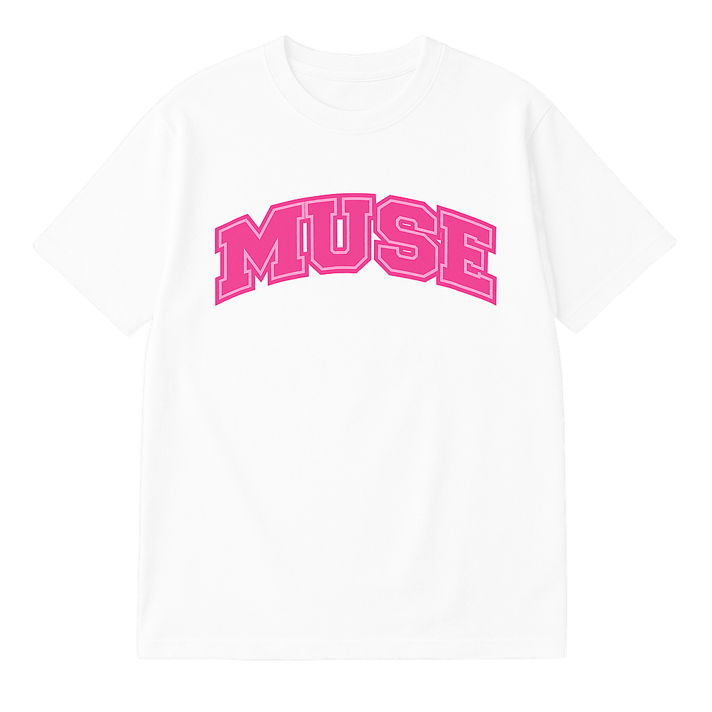 Muse Tee OG Patch white logo pink pink