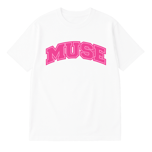 Muse Tee OG Patch white logo pink pink