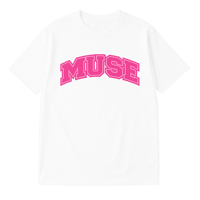 Muse Tee OG Patch white logo pink pink
