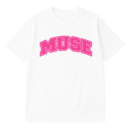Muse Tee OG Patch white logo pink pink