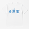 White “Saint” Blue Stitched Tee