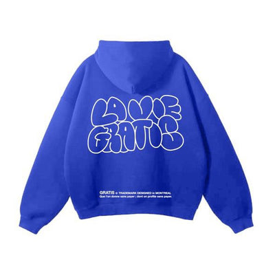 GRATIS "LA VIE GRATIS" Sweat à capuche Bleu