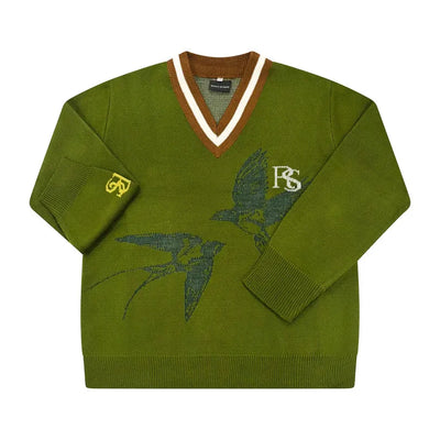 V-neck Knitted Sweater, Purple/ Mauve - Riche et en Sante