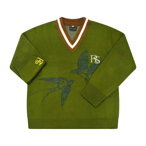 V-neck Knitted Sweater, Purple/ Mauve - Riche et en Sante