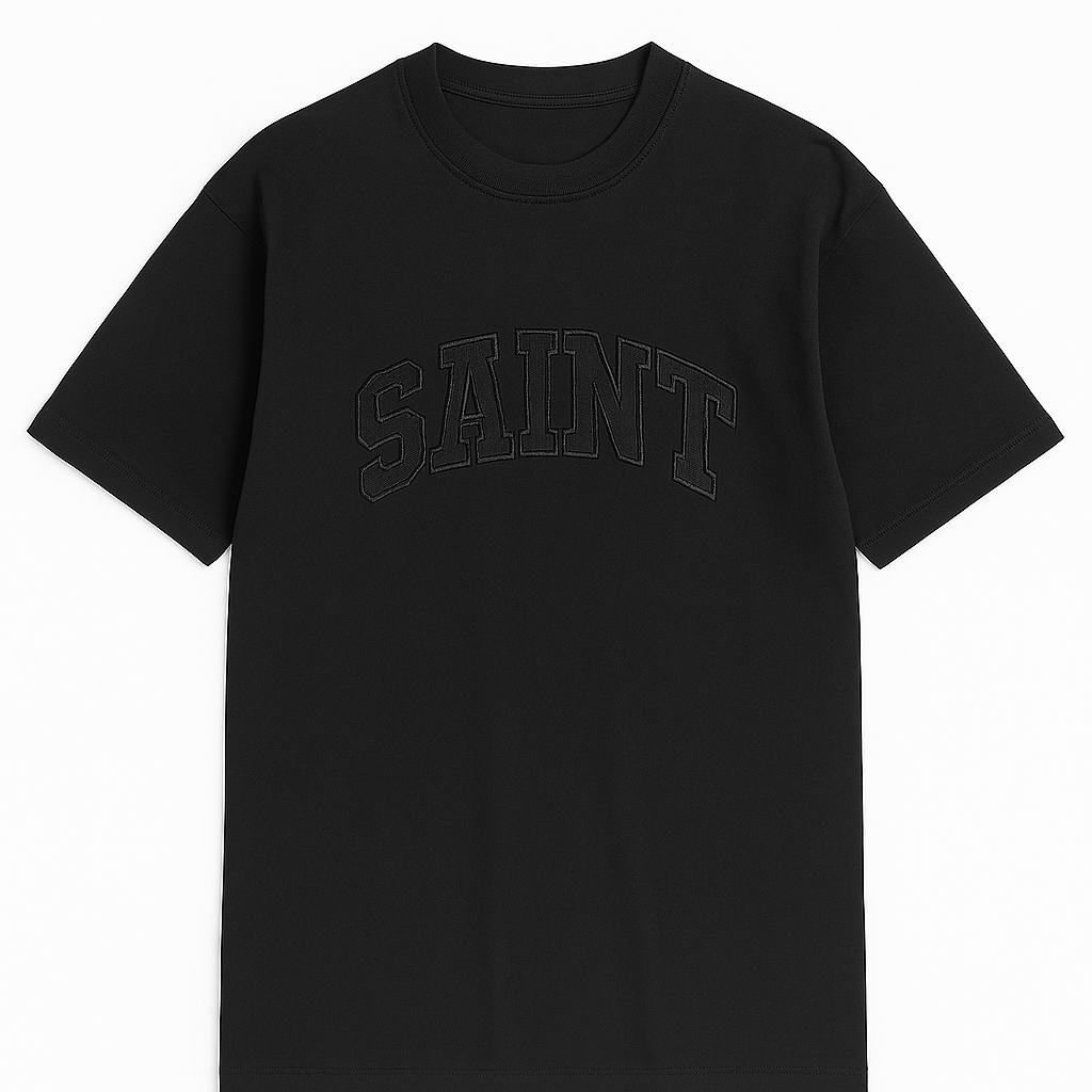 Black ''Saint'' Triple Black College Stitch Tee