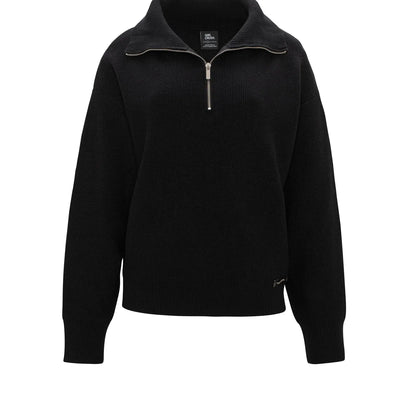 The Focused Knit - Half-Zip Chunky Pull - Black