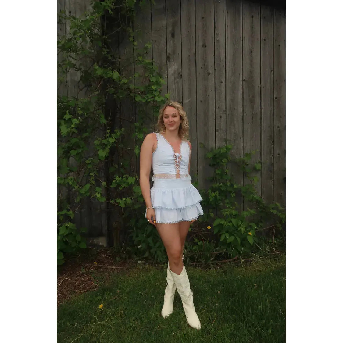 Haut Corset en Cotton & Dentelle Blanc