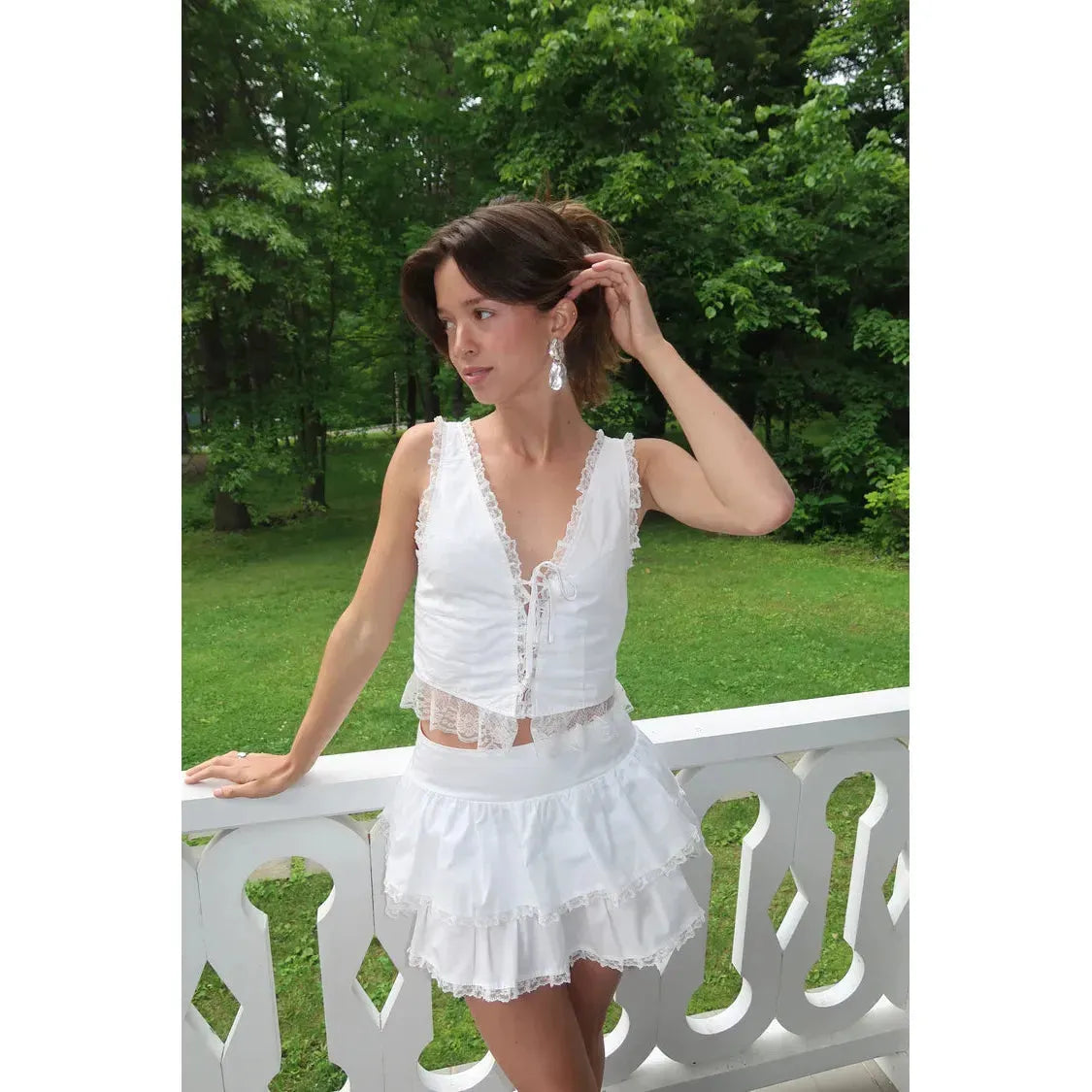 Haut Corset en Cotton & Dentelle Blanc