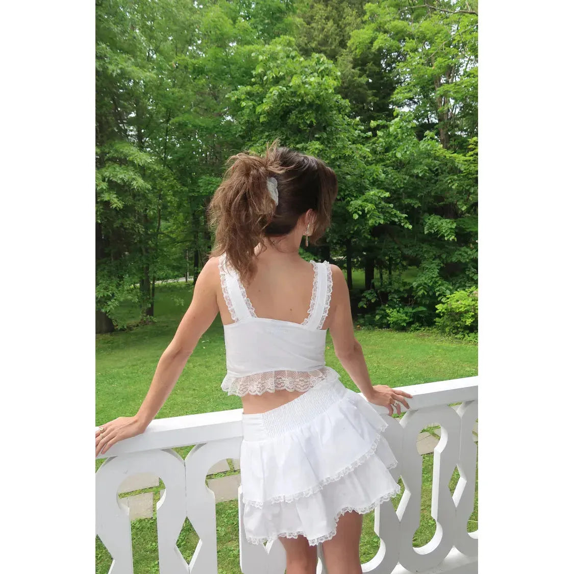 Haut Corset en Cotton & Dentelle Blanc
