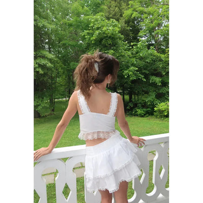 Haut Corset en Cotton & Dentelle Blanc