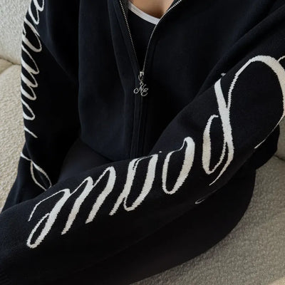 NE Zip-Up With Sleeve Logo - Black
