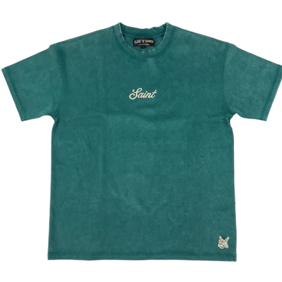 Heavyweight Green Tee - Saint Logo White Stitch