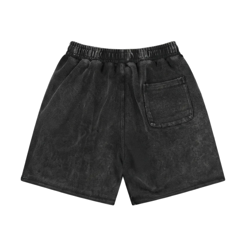 Heavyweight Washed Black Shorts - Saint Logo Black Stitch