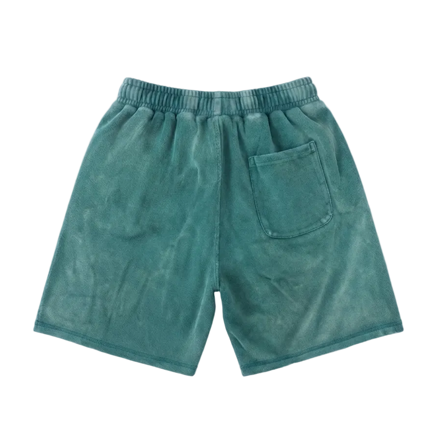 Heavyweight Green Shorts - Saint Logo White Stitch