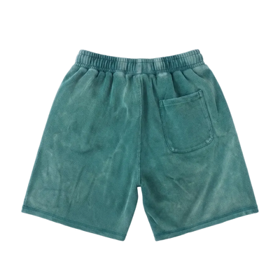 Heavyweight Green Shorts - Saint Logo White Stitch