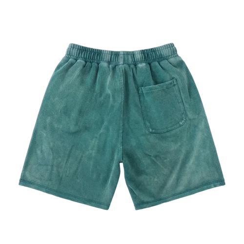 Heavyweight Green Shorts - Saint Logo White Stitch