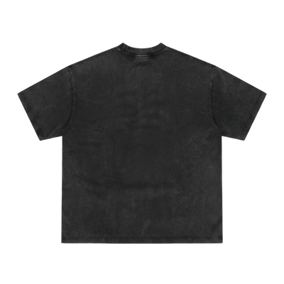 Heavyweight Washed Black Tee - Saint Logo Black Stitch