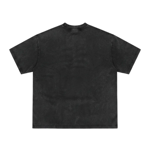 Heavyweight Washed Black Tee - Saint Logo Black Stitch