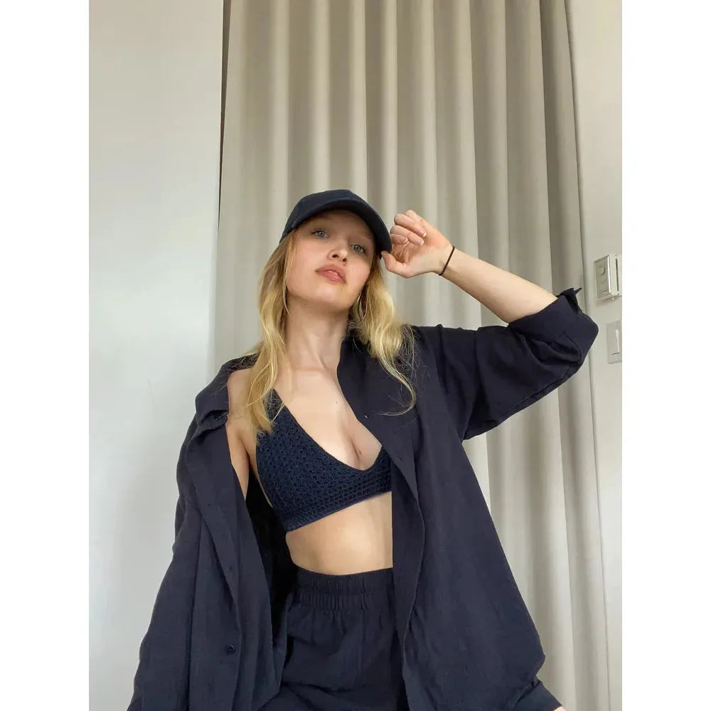 Crochet Top Navy
